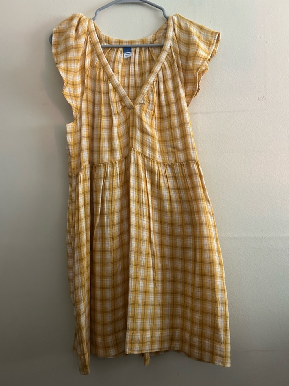 Old Navy Yellow Plaid V-Neck Dress